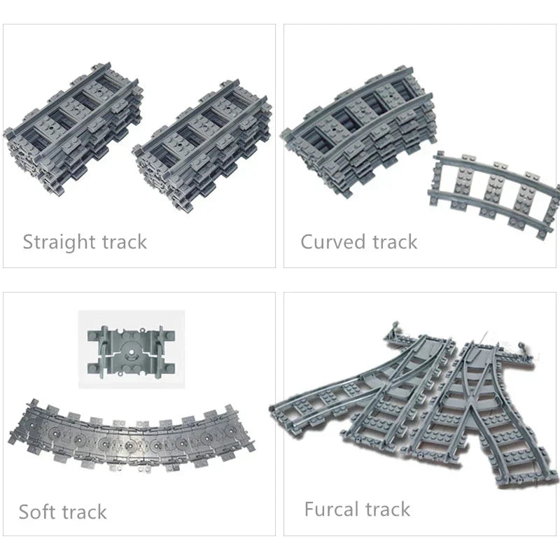 City Trains DIY Building Blocks Straight Curved Rail