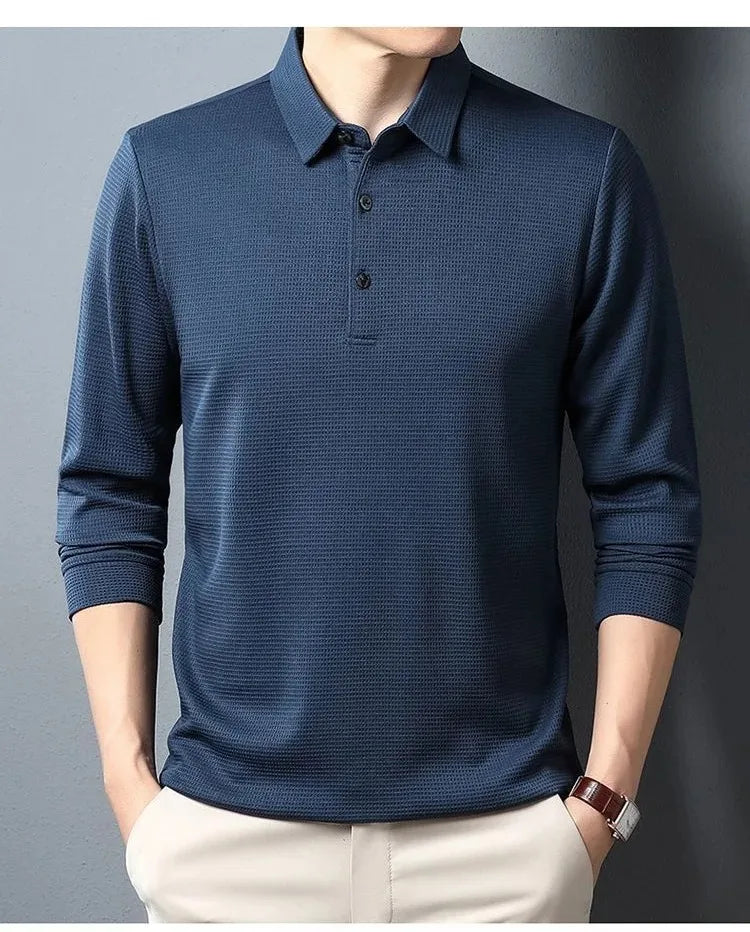 2024 New Polo Shirt Men Long Sleeve Business