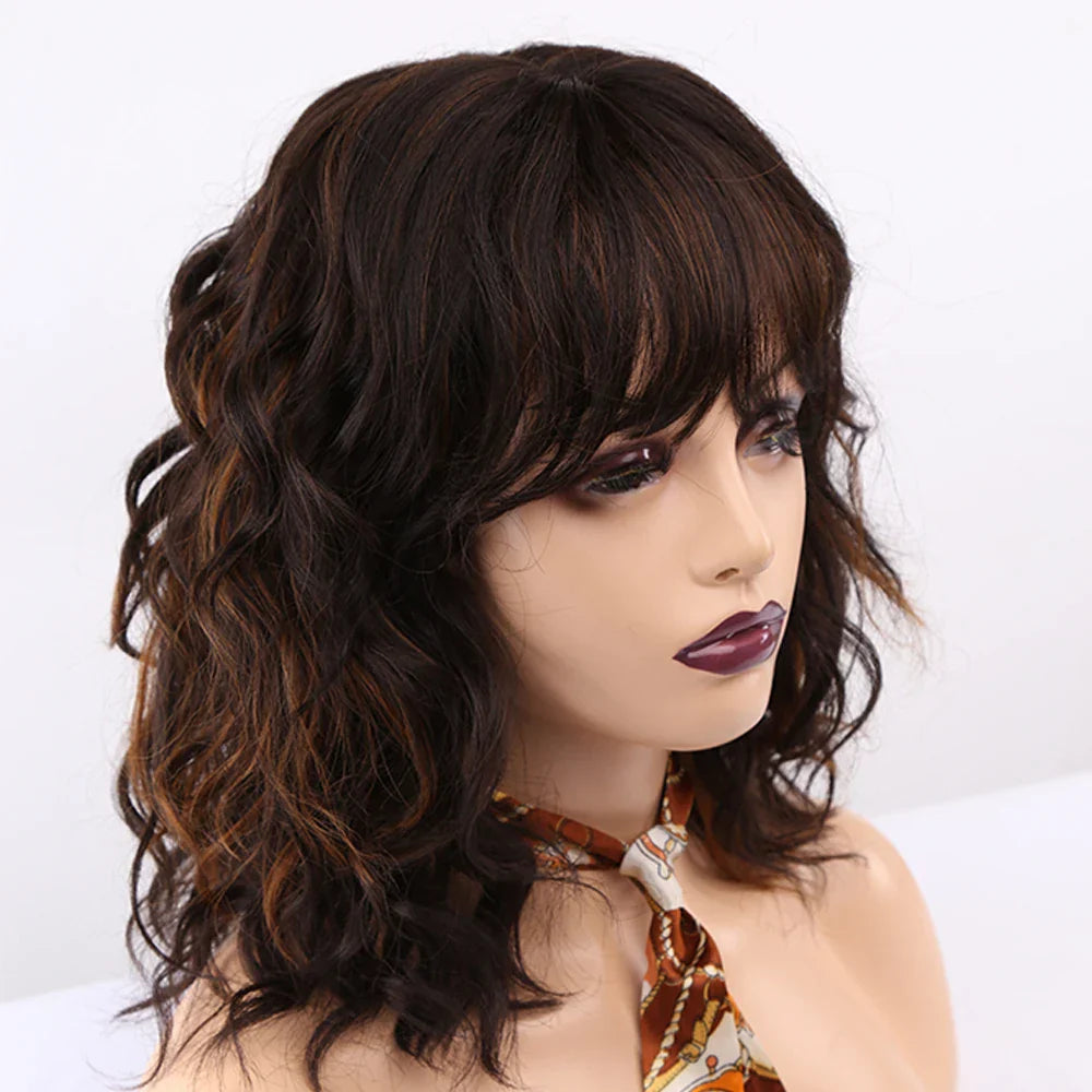 Amir Brown Wigs Synthetic Natural Wavy Wigs for