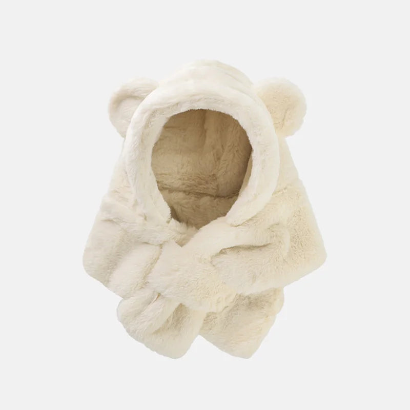 Winter Baby Hat Scarf One-Piece Faux Fur Infant