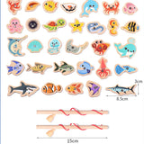 Wooden Magnetic Fshing Toy Marine Life Cognition Fish