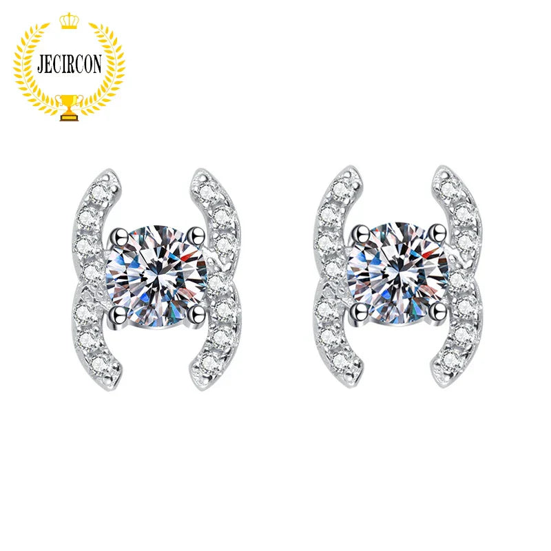 JECIRCON 925 Sterling Silver Moissanite Stud Earrings Small