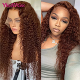 13x4 Deep Curly Chocolate Brown Colored Lace Front