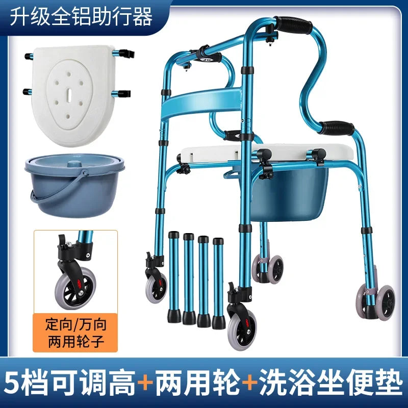 Four-Legged Aluminum Alloy Crutches for Elderly Anti-Skid Mobility