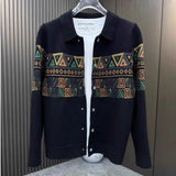 Knit Sweater Male Graphic Black Cardigan Men's Clothing