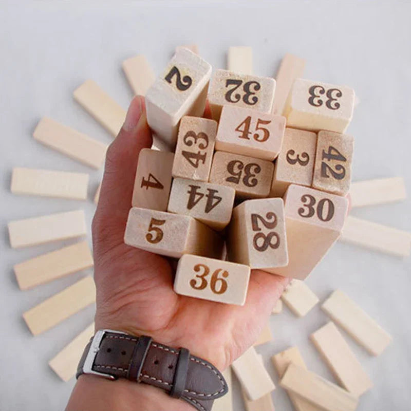 48PCS natural wood color building block balance game