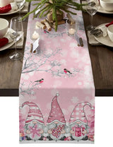 Christmas Gnome Snow Scenery Linen Table Runners Dresser