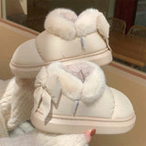 Bow Knot Short Ankle Snow Boots Women Winter