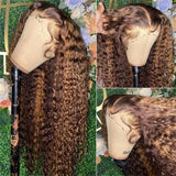 Glueless Highlight Wig Human Hair Curly Ombre Honey