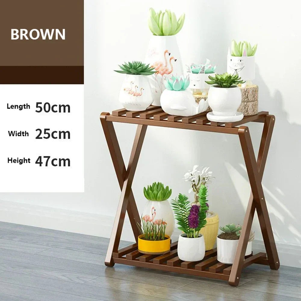 Wooden Multilayer Flowerpot Organizer Flower Holder Balcony Stand