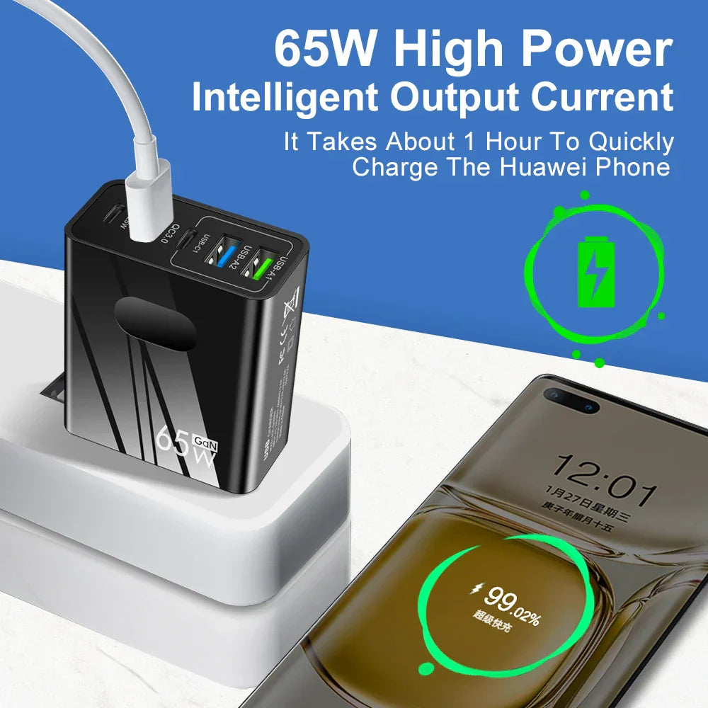 65W GaN Charger USB PD Muti Plugs Fast