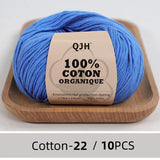QJH 10PCS 100% Organic Cotton Yarn Pure/Mixed Color