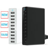 60W 10Port USB Charger for iPhone iPad Kindle