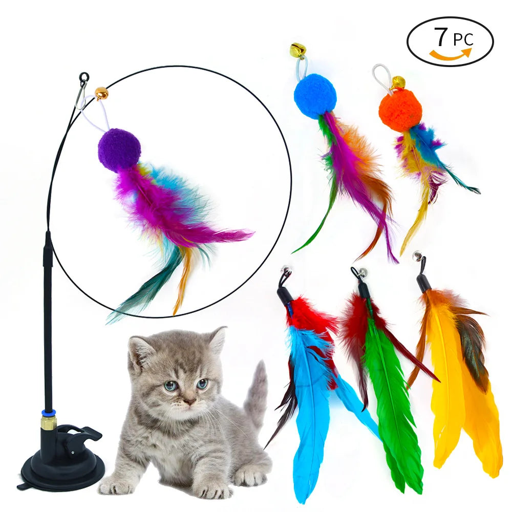 Interactive Cat Toy Handfree Cat Stick Playing Kitten