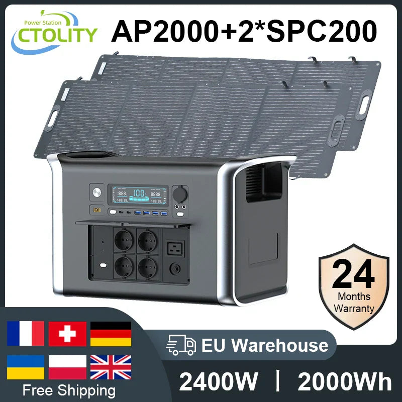 Camping Solar Generator Portable Power Station 2400W 1800W