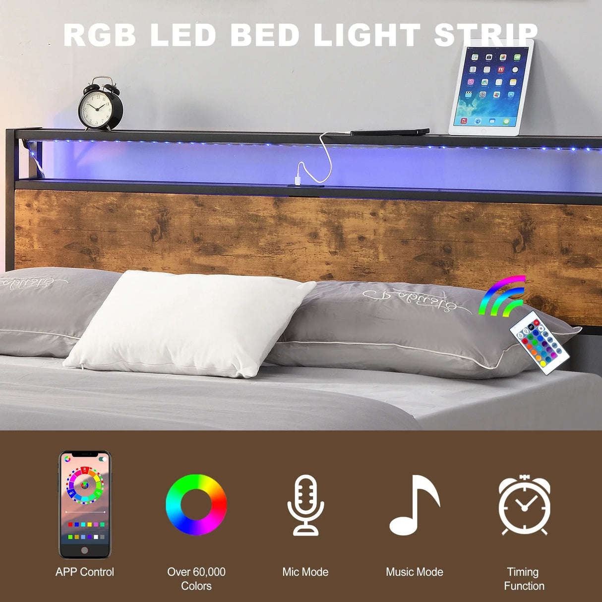 Queen/Full Size Industrial Bed Frame Noise Free with