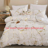 Queen Bedding Duvet Cover Set White Marble Printed