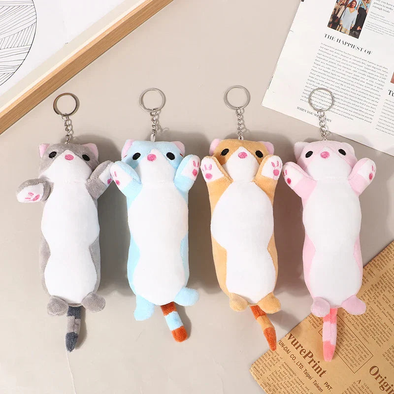 16CM New Long Cat Plush Toy Keychain Cute