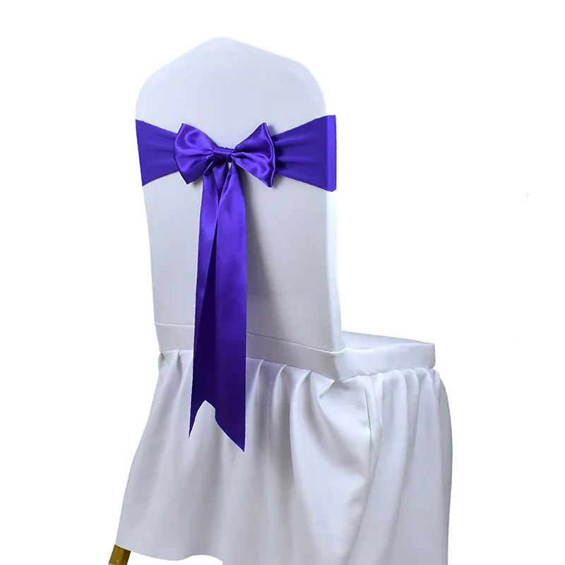 10pcs/50pcs Satin Spandex Chair Bow Band Ribbon Chair