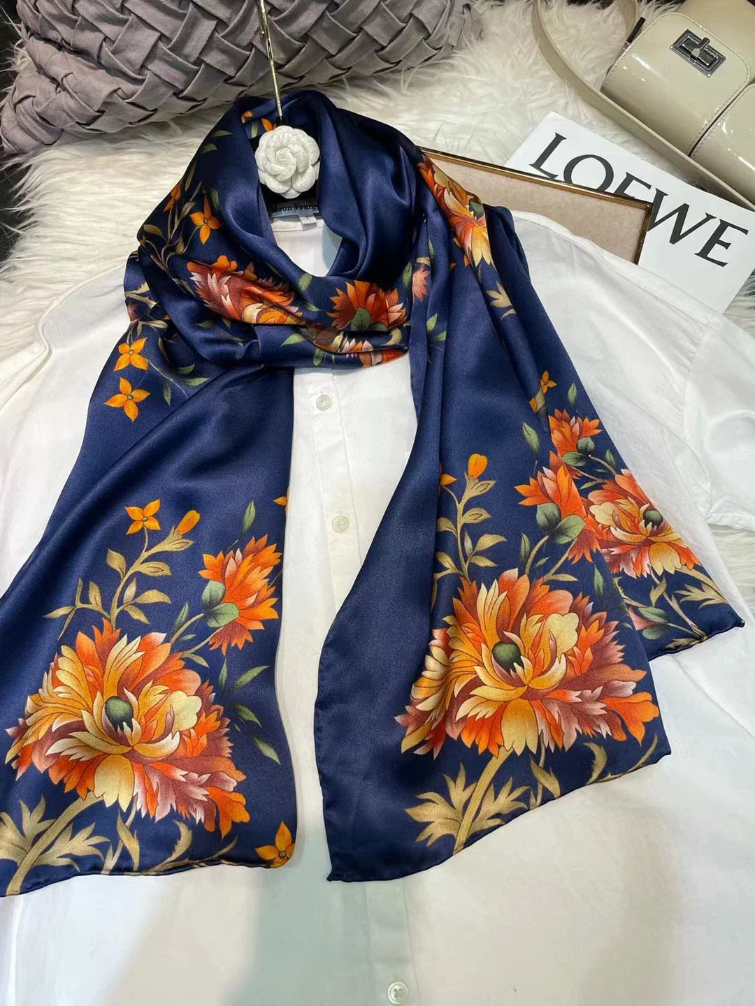 New Luxury Pure Silk Scarf Shawl Women