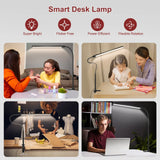 NEWACALOX EU/US 12V 12W Touch Control Desk Lamp with Clamp 360° Adjustable Gooseneck 3 Colors Table Light for Home Office Study