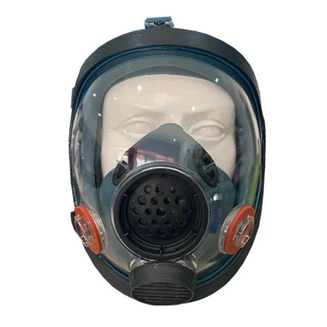 Protective mask, spray painted, chemical fire protection, wide