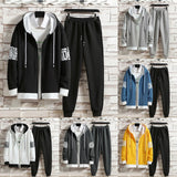 Spring Autumn Men Sets Zipper Hoodies+Pants Set Gym