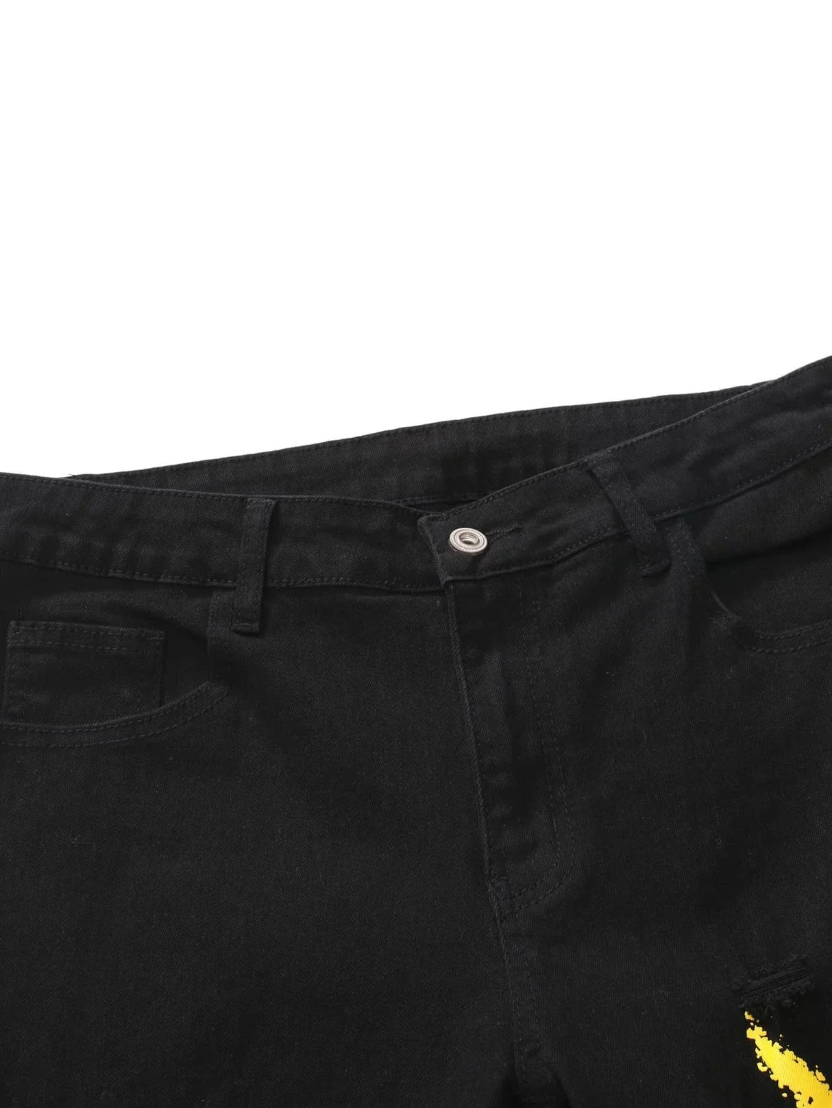 Men's Print Ripped Stretch Denim Black Skinny Jeans