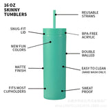 Plastic Straw Cup Double-Layer Water Bottles Coffee Cup