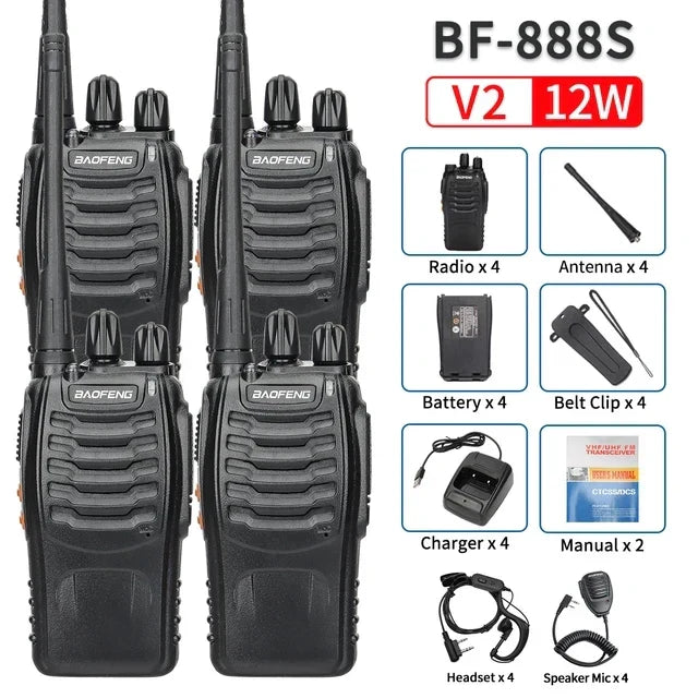 2/4PCS Baofeng BF-888S 12W Walkie Talkie Dual Band