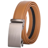 Plyesxale Brown Leather Belt Men 2024 Automatic Buckle