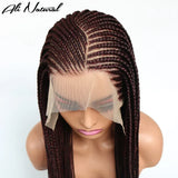 Ombre Burgundy 13x6 Lace Frontal Braids Wig Synthetic
