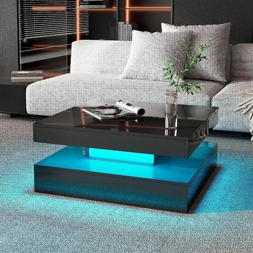 Black LED Coffee Table for Living Room Restaurant