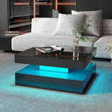 Black LED Coffee Table for Living Room Restaurant