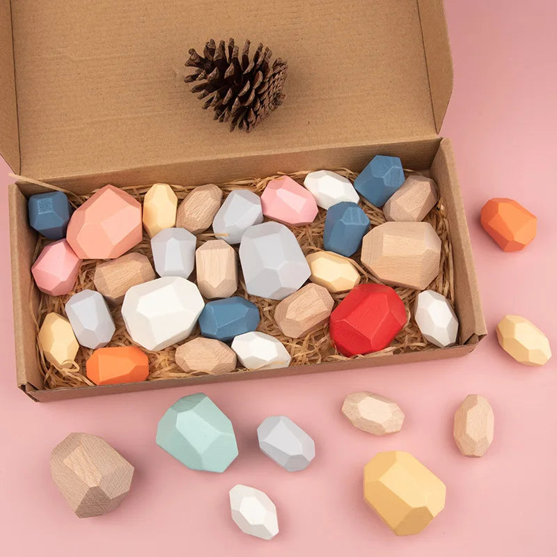 Rainbow Building Block Stacker Stone Shaped Stacking Balancing