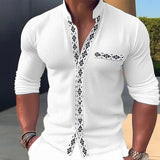 2023 Fashion Button Turn-down Collar Office Blouse Men