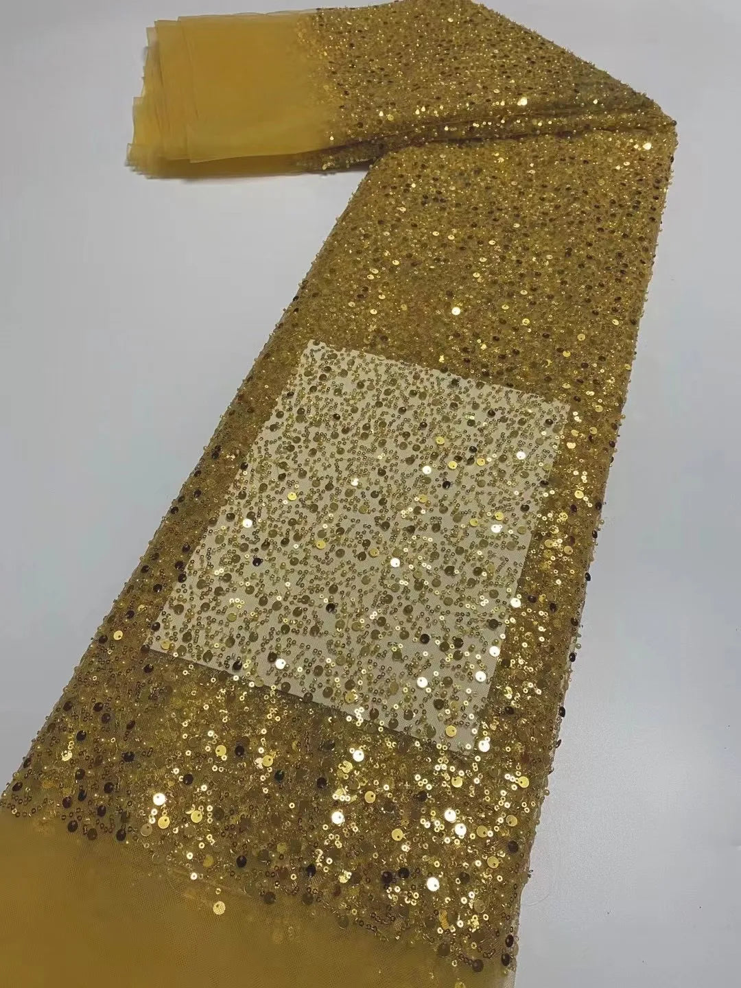 Heavy silver Sequins Lace Fabric With Bead Sequins