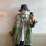 Gradient Embroidered Jacket Man's Retro Water Washing Old