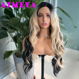 AIMEYA Ombre Green Synthetic Lace Front Wig for