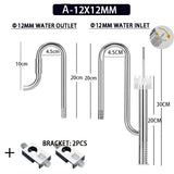 Aquarium 12/16mm stainless steel lily tube, inlet and