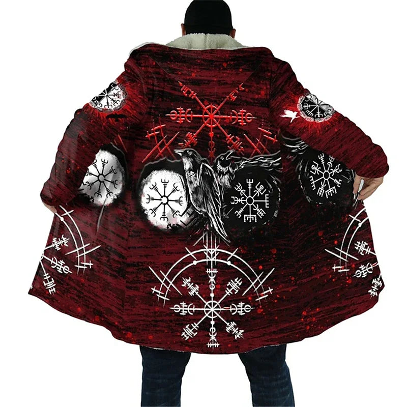 Men Fleeced Coat Winter Padding Windbreaker Eagle Wolf