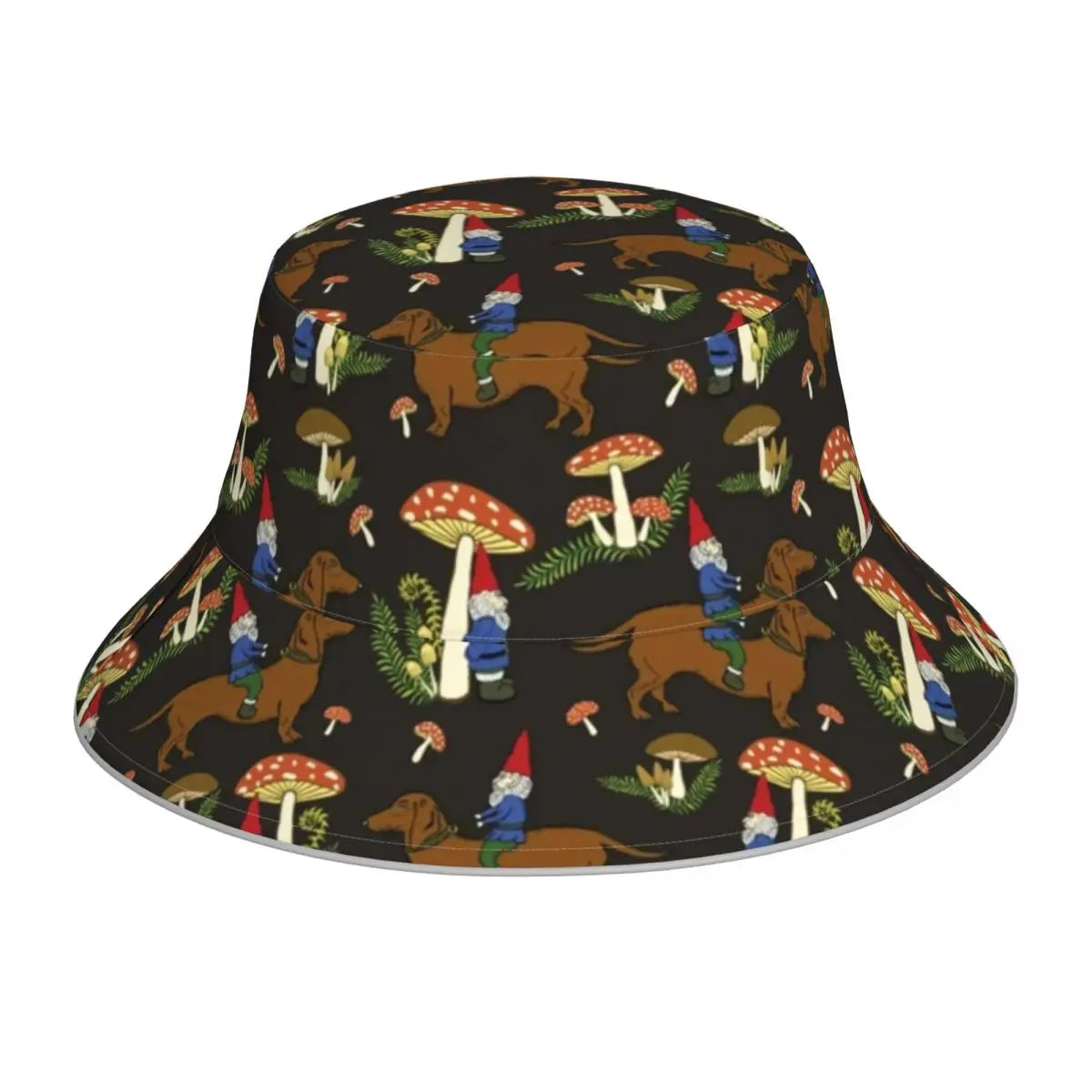 Dachshund Bucket Hat Black and Gold Dog Hawaii