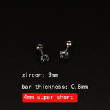 2PCS 4mm Short Ear Studs Earring Outside Upper