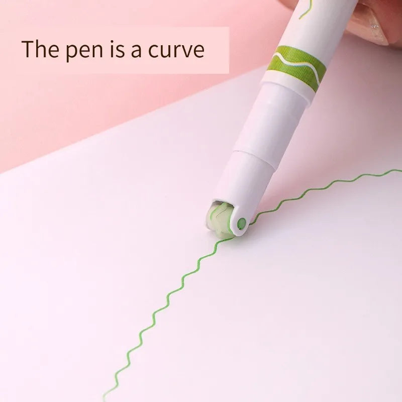 1/6Pcs/set Kawaii Flowers Line Shaped Highlighter Pens Roller