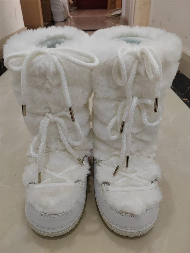 2024 Winter Fur Boots Snow Boots Women Ski