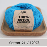 QJH 10PCS 100% Organic Cotton Yarn Pure/Mixed Color