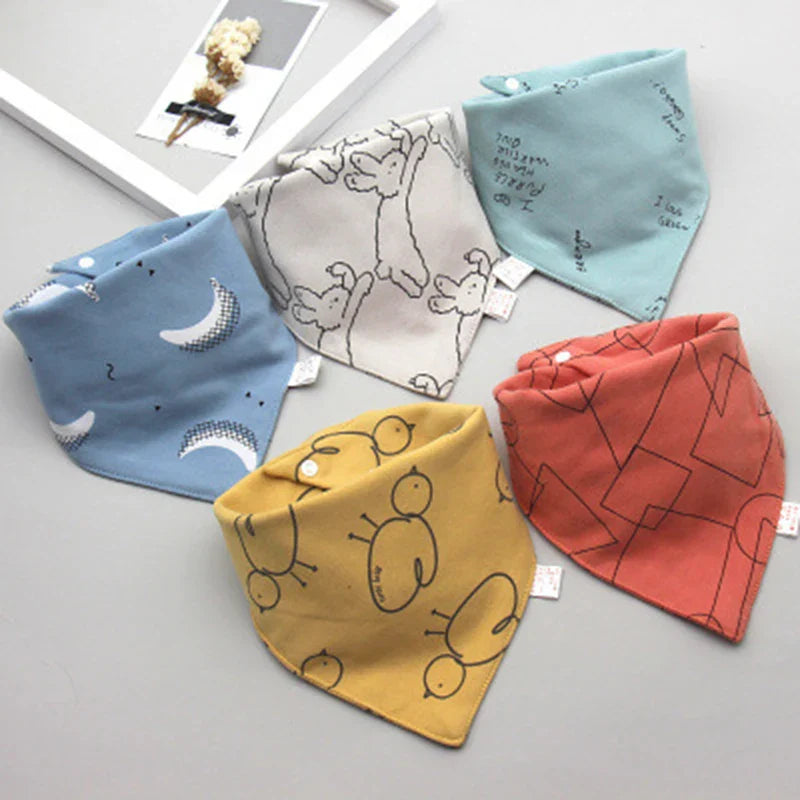 5Pcs/Set Baby Bibs Triangle Double Cotton Bandana Bibs