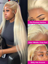 30 32 Inch Straight 13x4 13x6 613 Blonde