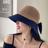 Outdoor Foldable Wide Brim Floppy Girls Straw Hat