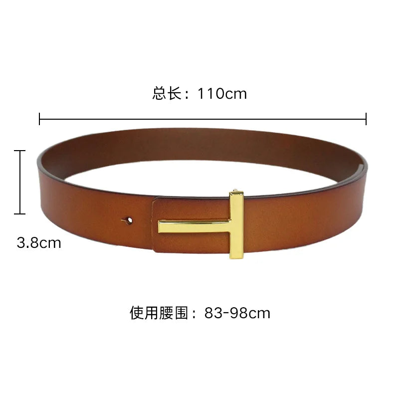 Luxury 3.8cm Width TF Real Leather Designer Brand